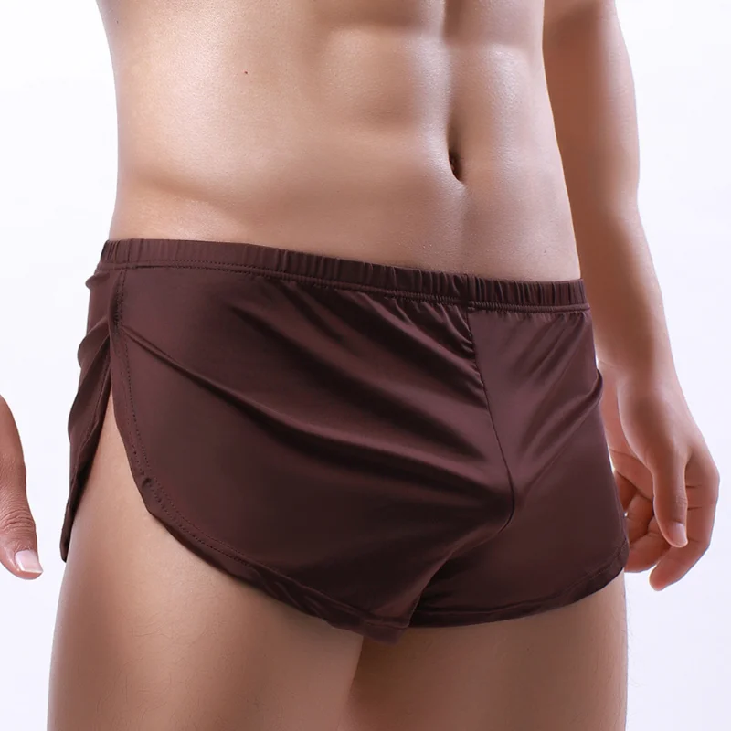 Men's Boxers Silky Round Edged Sports Underwear Homewear Arrow Shorts Loose Sexy Men'S Three-Point Pants  U Convex Pouch Panties