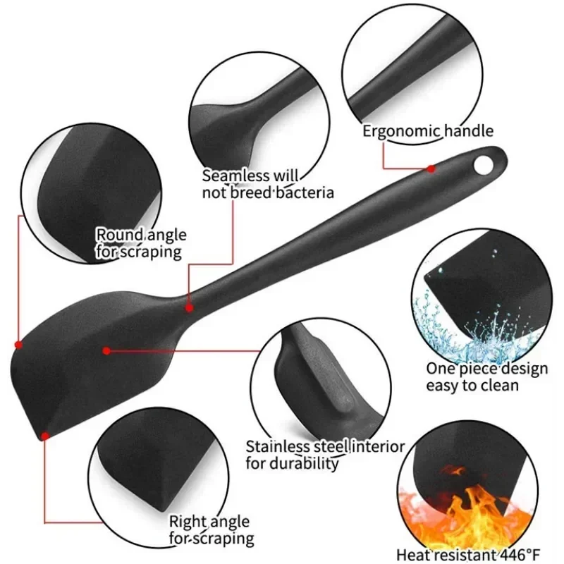 Silicone Spatula 5/6pcs For Baking Cake Cream Heat-resistant Food Grade Cooking Set Baking and Mixing Kitchen Utensils