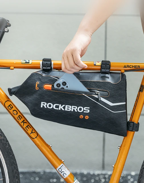 ROCKBROS Borsa Telaio Bici, Borsa Da Telaio A Tubo Superiore, Borsa Da Manubrio Impermeabile E Capacità Da 0.9L, Borsa Bici Ideale Per MTB, Bici Gravel E Da Corsa, Accessori Ciclismo - Foto 8
