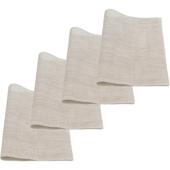 4 Pcs Bge Placemats Wipeable Washable Woven Placemats Double-sided Vinyl Kitchen Table Place Mats 1