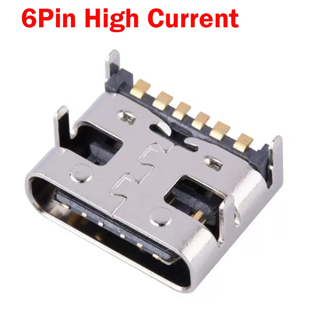 

10pcs 6Pin SMT Socket Connector Micro USB Type C 3.1 Female Placement SMD DIP For PCB design DIY high current charging Port Jack