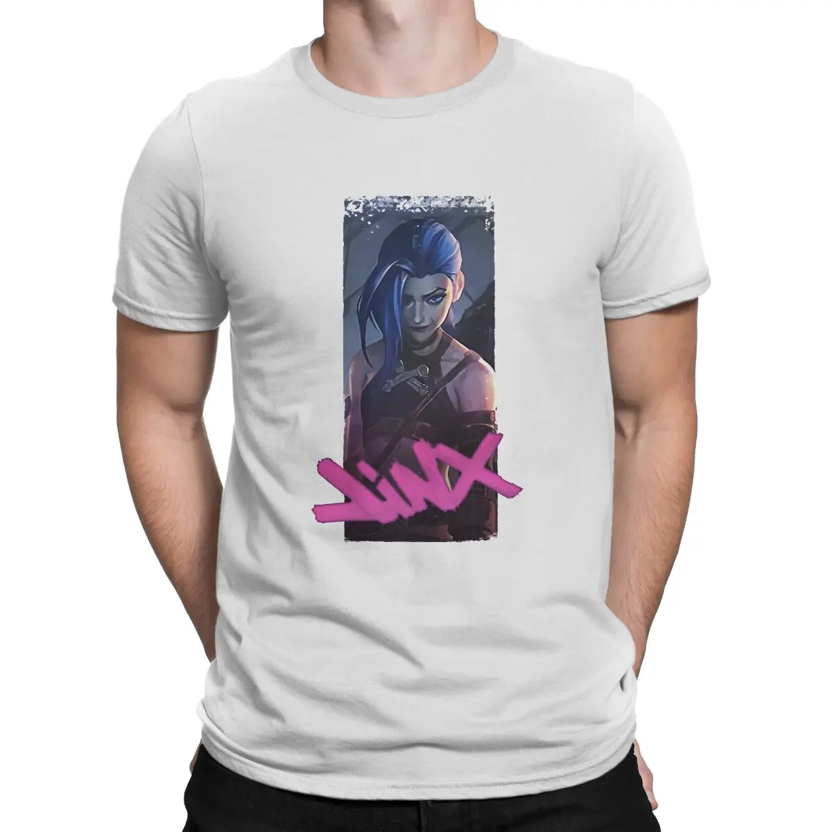 thumbnail image 1 of Camiseta Jinx para hombre, Arcane League of Legends, LOL Game, camisetas impresionantes, camiseta de manga corta con cuello redondo, ropa de algodón, 1 of 7