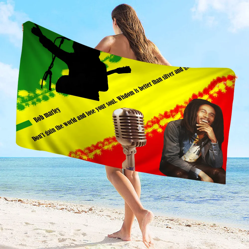 Bob Marley Reggae Music Jamaican Style Towel Microfiber Beach Towel Absorbent Quick dry Soft Yoga Swimming Resort Mountain