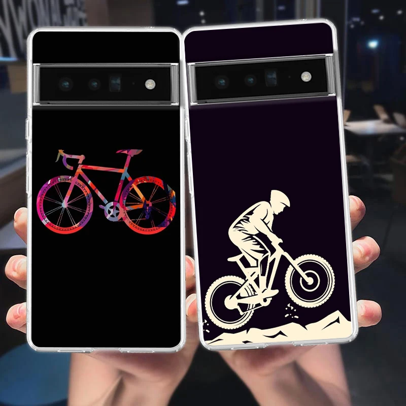 Clear TPU Phone Case with Mountain Bike Art Design