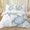 Aqua Teal Sea Bedding Set - 3PC Full Duvet Cover & 2 Pillowcases, Ocean-Themed Comforter for Beach Lovers 5