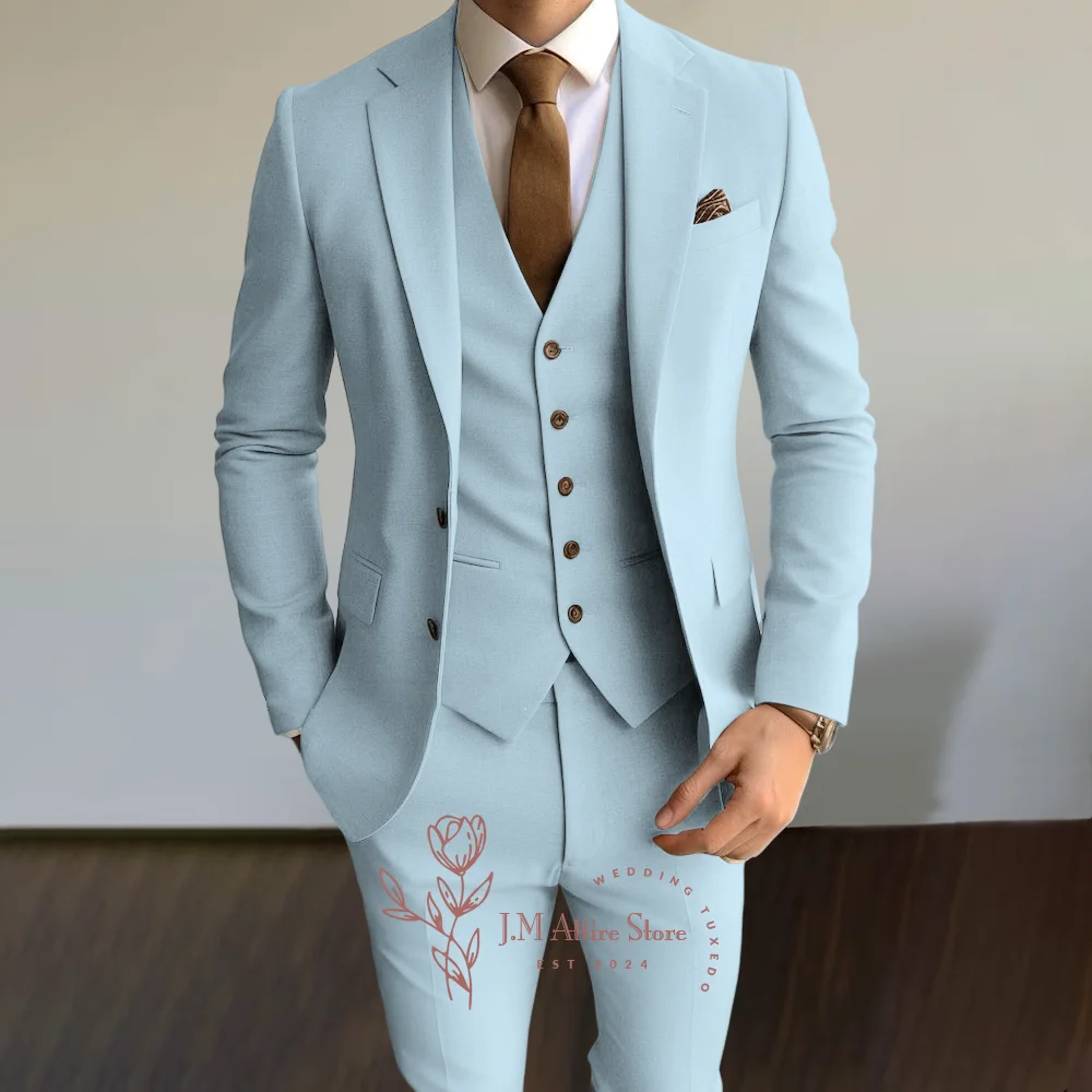 3-Piece Men's Wedding Suit Business Men Blazer Groomsmen Blazer Premium Khaki Tailored Modern Elegance for Business & Events