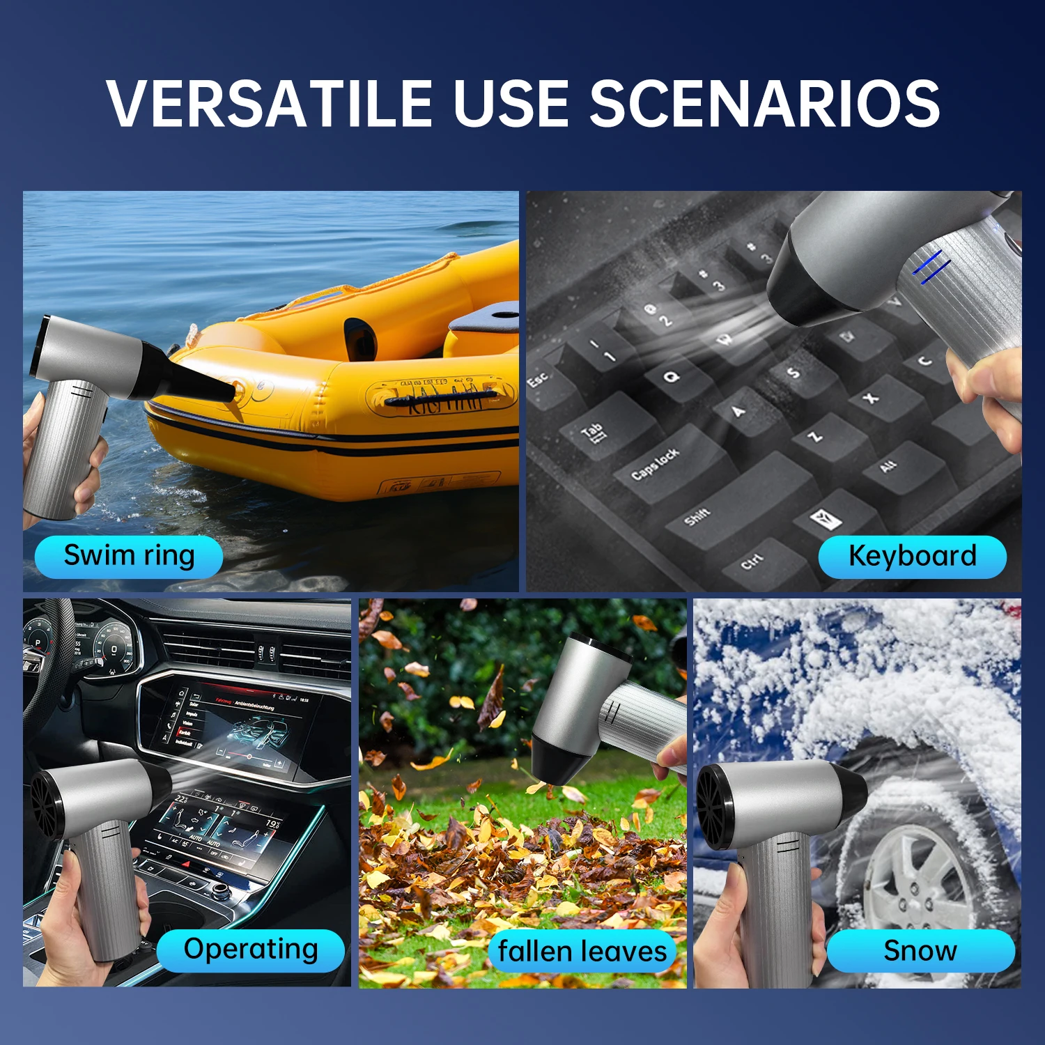 300000 RPM Air Blower Fan Handheld Turbo Jet Fan High-Speed Wireless Powerful Air Blower Brushless Snow Removal Dryer