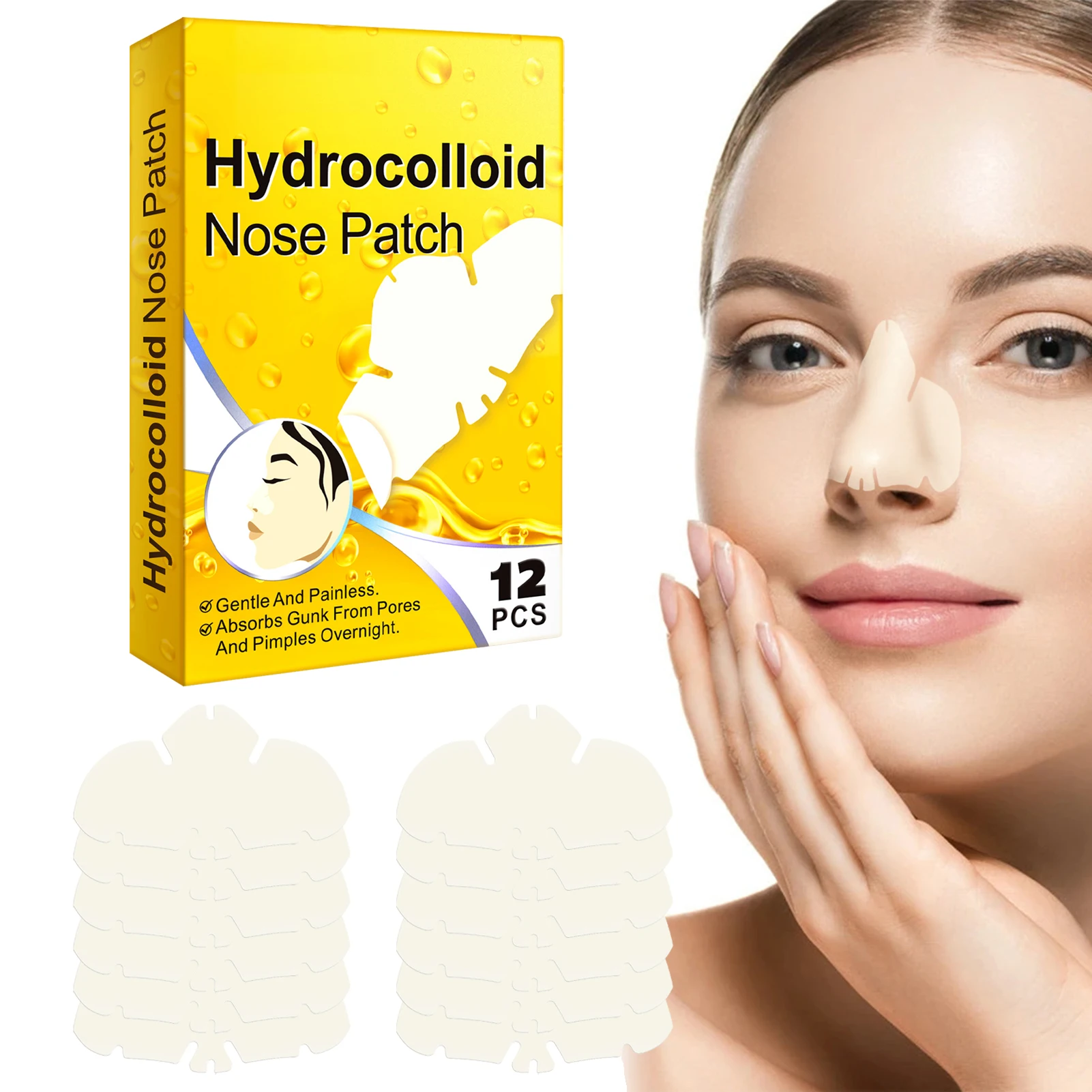 Hydrocolloid Nose Patches 12 Pieces Black Heads Remover From Face