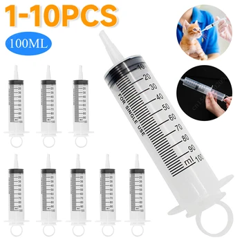 Without Needle 100ml Nutrient Syringe With Scale Reusable For Oil Glue Pump Extractor Pet Feeding Water Applicator 100ml 1-10Pcs 1