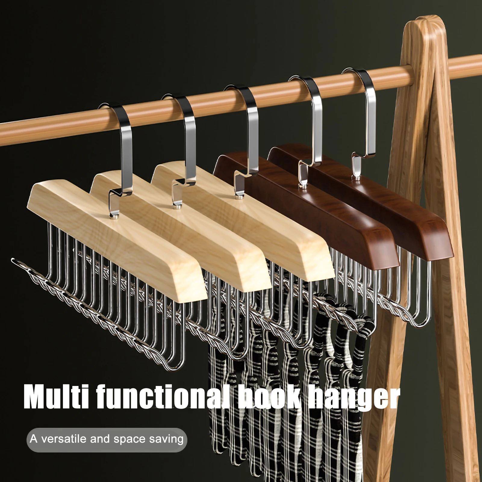 

Multifunctional Solid Wood Hanger Hook Women Storage Bra Hanger Home Belt Hanger Durable 8 Hook Rack Closet Clothes Organizer