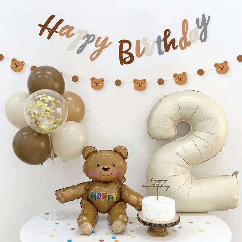 1Set 2.5M Cute Bear Garland Carton Happy Birthday Banners for Kids Bear Themed Birthday Party Decoration Supplies Room Decor party decorations,birthday banner,birthday streamers