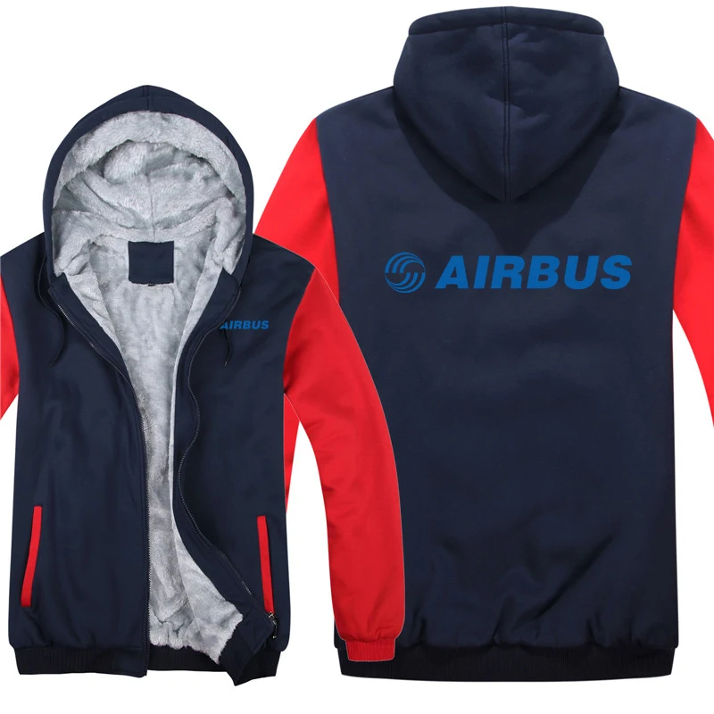 Winter Warm Airbus Zipper Fleece Thick Man Hoodies Airbus Sweatshirts Streetwear Men Coat Jacket 6