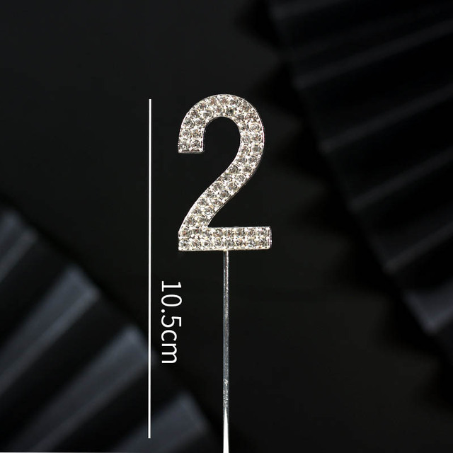 Digital Card Birthday Decoration Wedding Dessert Decor Gold/Silver for Baby Shower Cake Top Flag Glitter Alloy