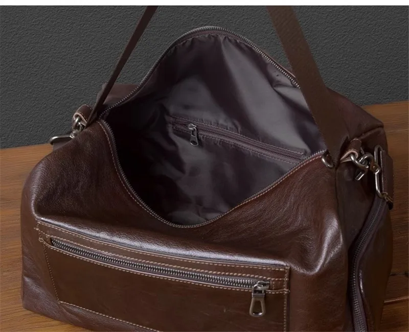 High-quality genuine leather men's travel bag outdoor soft real cowhide large-capacity women handbag casual fitness luggage bag