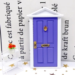 Miniature Wooden Elf Door with Accessories - Fairy Garden Decoration - 1PCS (Purple)