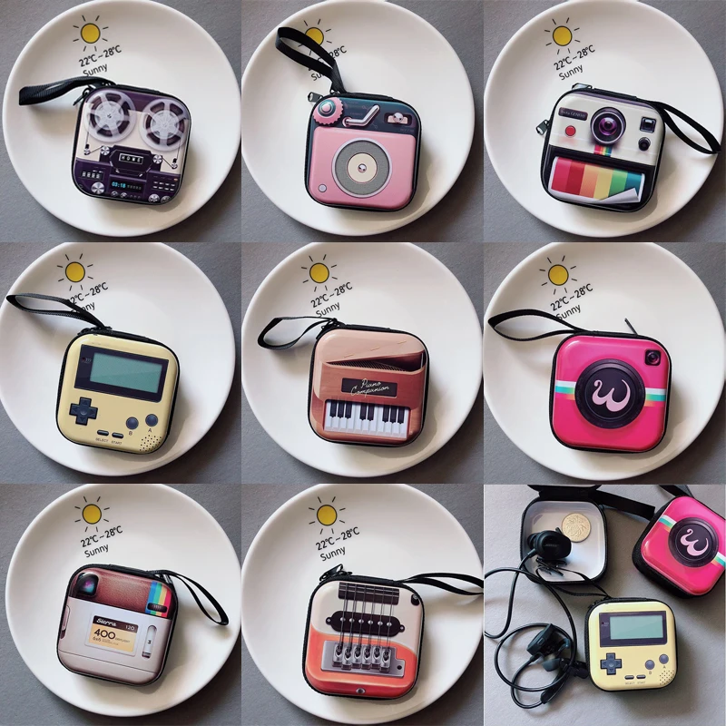 

1pcs Mini Portable Earphone Bag Coin Purse Headphone USB Cable Case Storage Box Wallet Carrying Pouch Bag Earphone