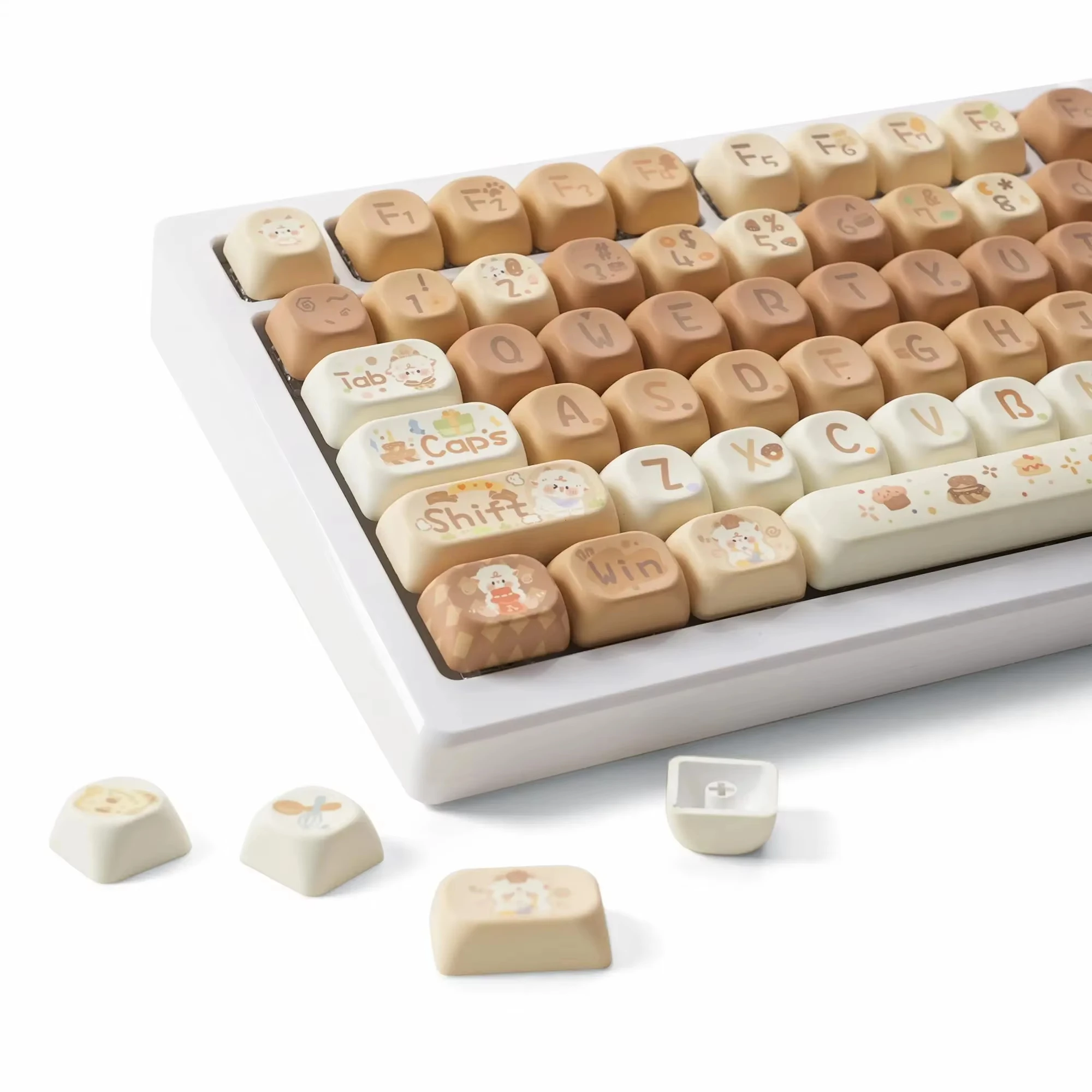 PBT Tastenkappen Set - MOA Profil, Blau-weiß - 132 Tasten Für Mechanische Tastaturen