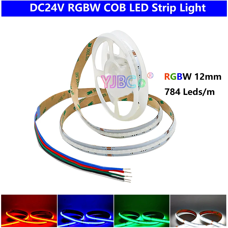 DC 12V 24V RGB RGBW RGBWC COB LED 스트립 768 840 LEDs/m 고밀도 유연한 FOB COB RA90 선형 Dimmable Led Taple IP33