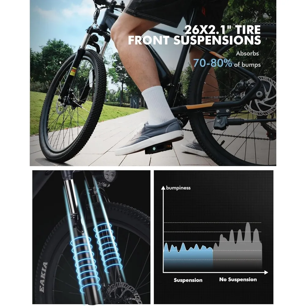 Speed Mountain Light Electric Bicycle, equipped with a peak 750W 22MPH brushless motor and a 375Wh detachable battery 5