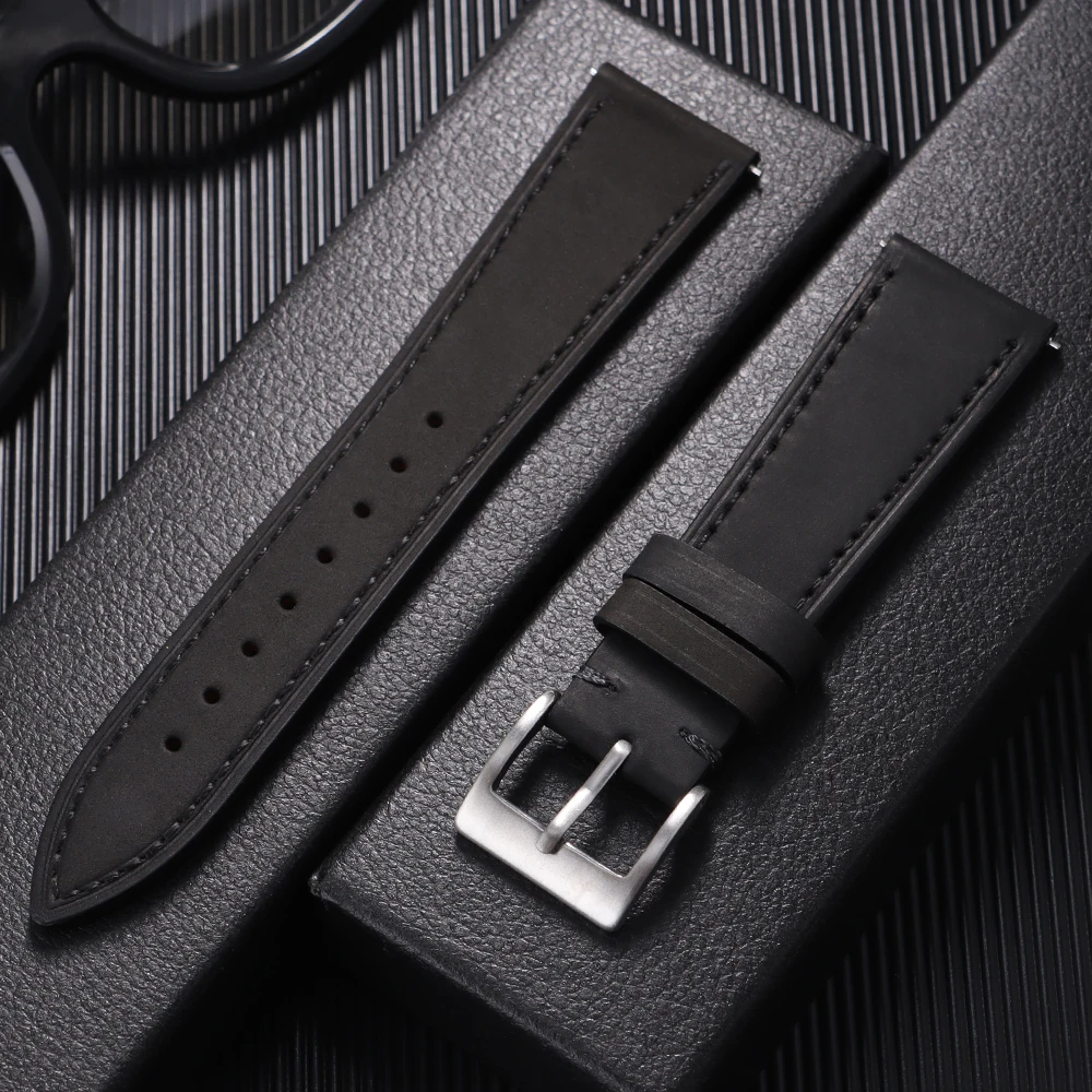 Vintage Crazy Horse Leather Watchband - Retro Cowhide Strap