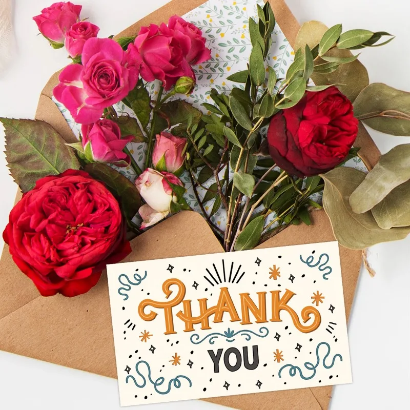 50 piece set thank you card gift holiday greeting cards wedding business party invitation card flower shop gift cards