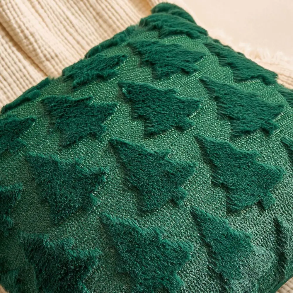 Christmas Tree Christmas Plush Pillowcase 3D Pattern Solid Color Pillow Case Green/Red/White Soft Cushion Cover