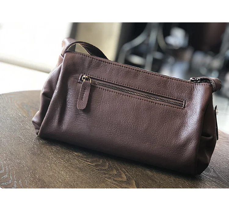 Genuine Cow Leather Women's Shoulder Bag 2023 New Leisure Cylinder Soft Leather Retro Shoulder Bag Street Trend Lady Cowhide Bag