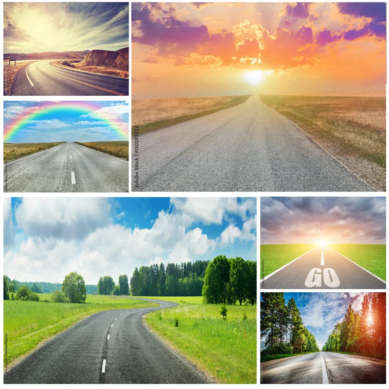 SHENGYONGBAO Highway Nature Scenery Photography Backdrops Travel Landscape Photo Backgrounds Studio Props GLL-03 yeele brick wall wooden board rainbow star cloud baby photography backgrounds customized photographic backdrops for photo studio