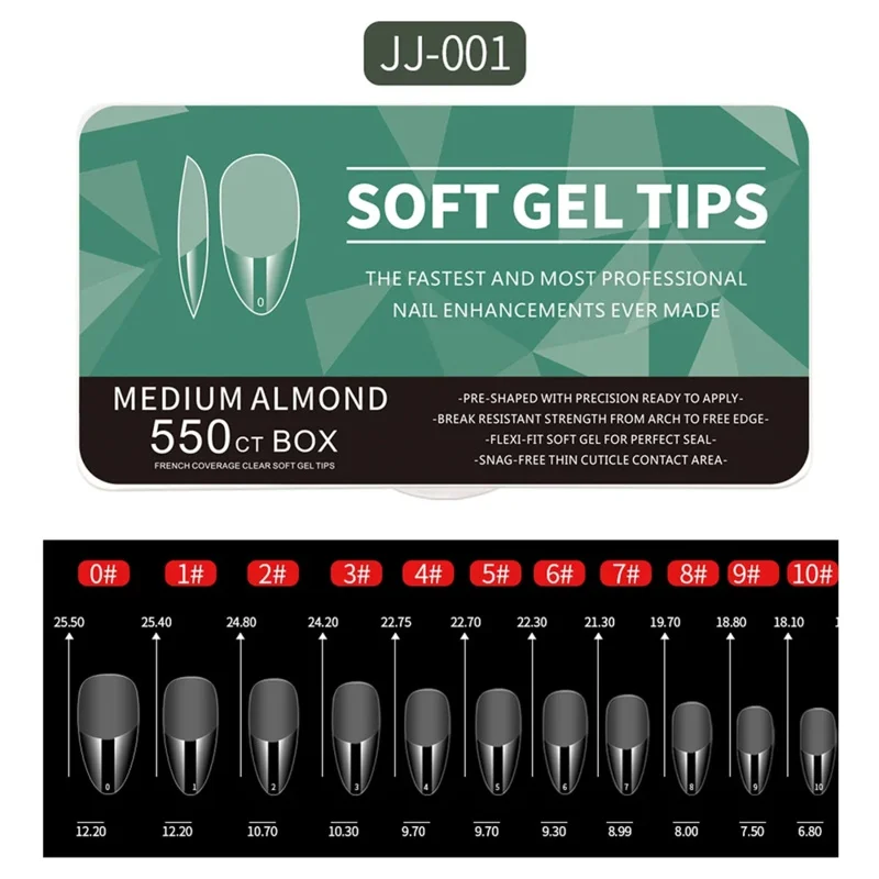 Nail tips 550piece medium and short soft gel medium apricot/coffin head full coverage matte extension acrylic press-on