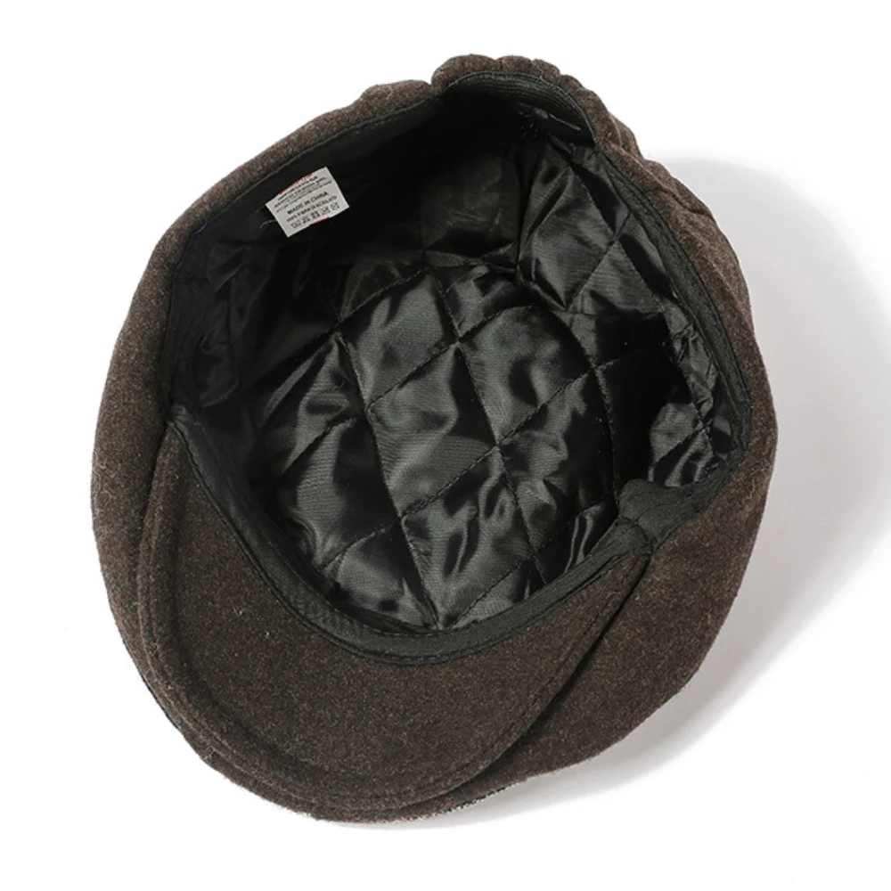 Hot Sale HT4192 Hot Sale Women Thick Warm Autumn Winter Hats for Men Classic Male Wool Beret Hat Plaid Flat Cap_voghion.com