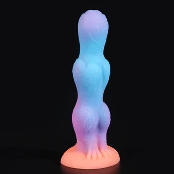 Luminous Animal Dildo Penis Anal Toys Butt Plug Colourful Glowing Dildo Huge Dragon Dildo Sex Toys for Women Sex Products 3