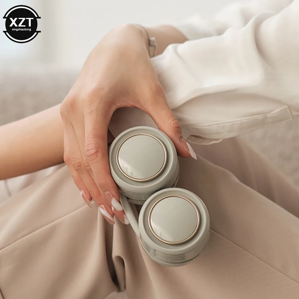 Portable Fan Cold Fan Hands Free Neck Fan Hanging USB Rechargeable Mini Sports Fan 3-Speed Adjustable Neck Dual Fan Home Office