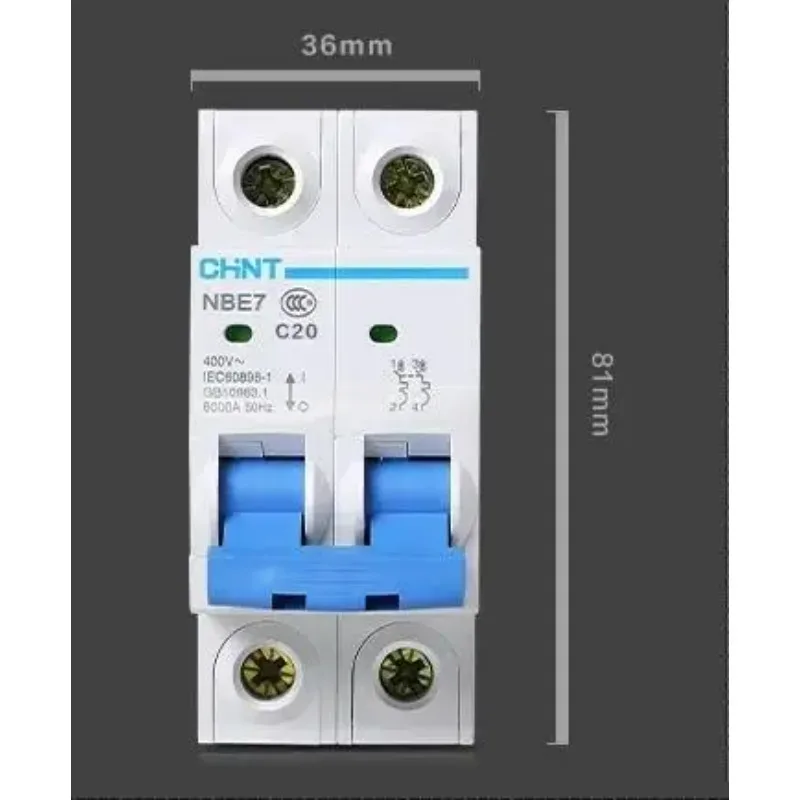 

2P 60A 230/440V~ DZ47-60 C60 air switch household lighting plastic Circuit breaker isolate DIN rail intelligent high quality