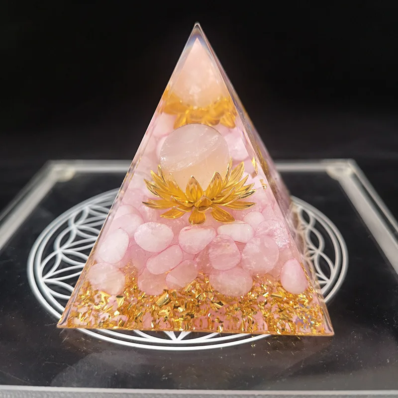 

6CM Orgone Pyramid Crystals And Healing Stones Orgonite Pyramids Rose Quartz Crystal Energy Generator Promotes Resin Reiki Gift