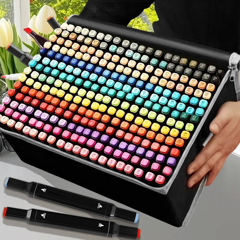 24-168Colors Dual Tip Art Markers Set Alcohol Markers for Adult Students Sketch Pens for Drawing Sketching Manga