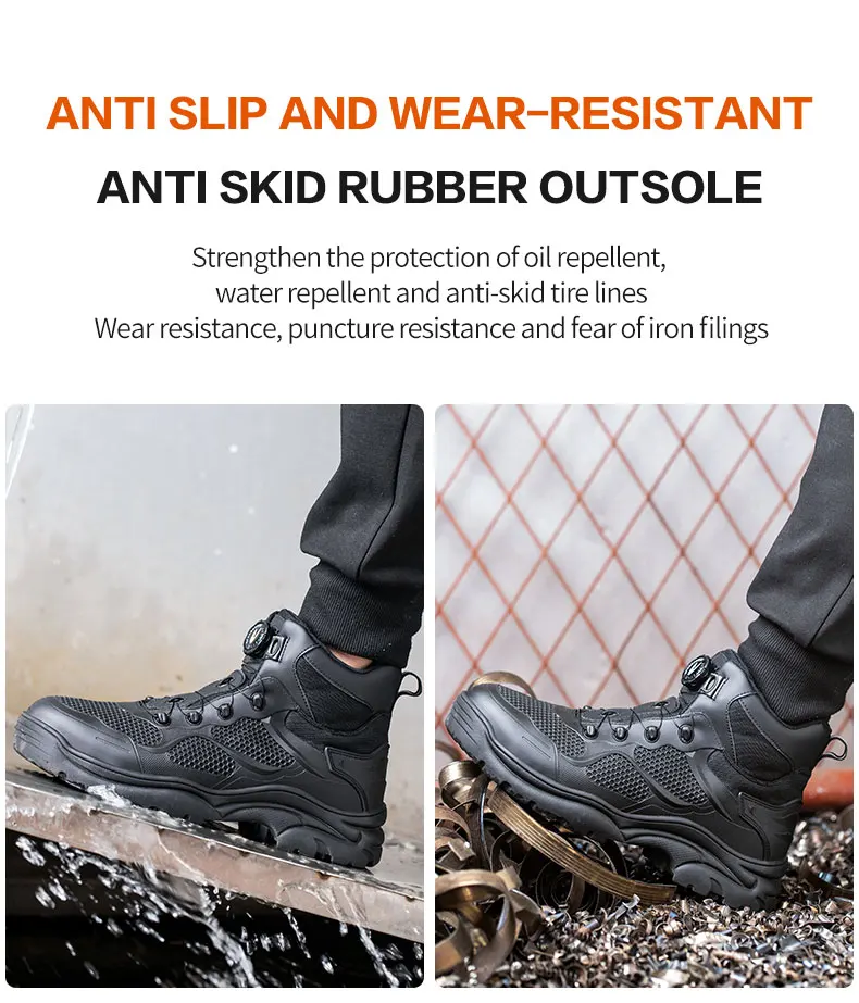 Fashion Safety Shoes Men Rotated Button Work Sneakers Anti-puncture Indestructible Shoes Steel Toe Work Boots Protective Shoes