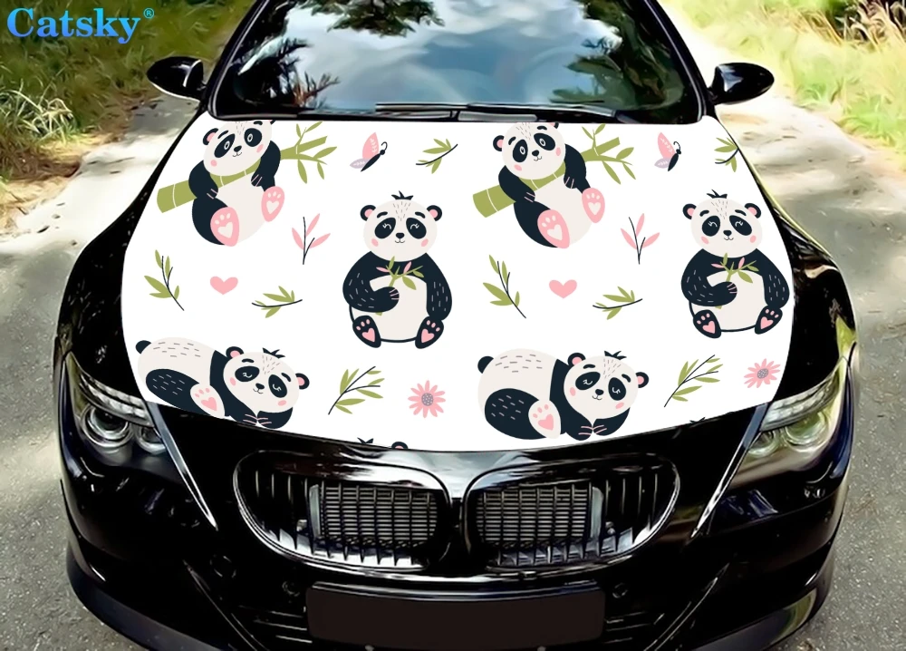 

Panda, panda car sticker, panda sticker,Car Floor Mats,Car hood wrap lion decal, bonnet vinyl sticker, full color graphic decal