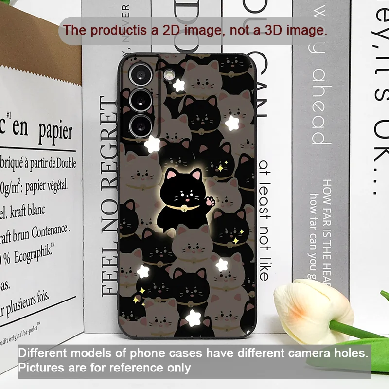Cartoon Black and White Cat Couple Shockproof Soft Phone Case Cover