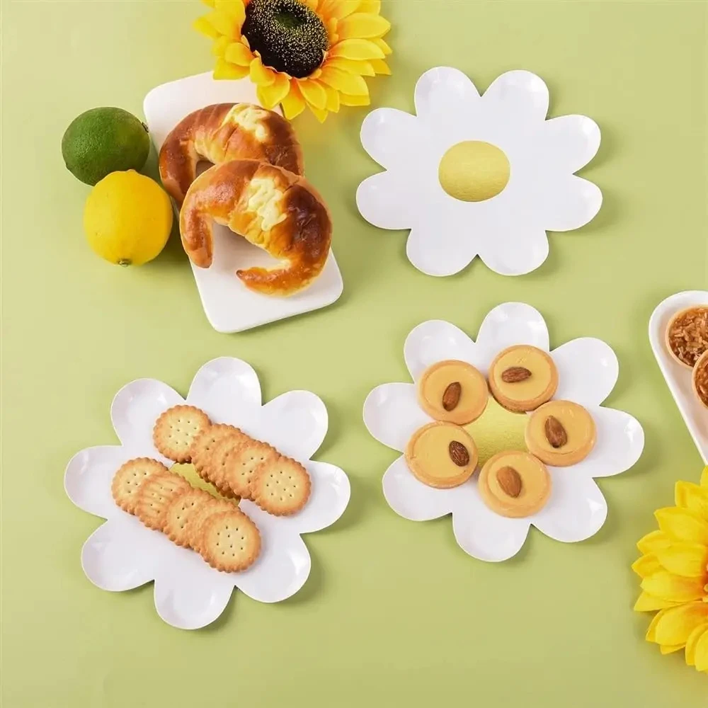 10 pieces of daisy tableware, disposable dinner plate, children's birthday party, Dim sum, outdoor dinner, paper dinner plate