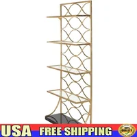 Stylish Glass Tier Etagere Metal Frame Storage Rack Multiuse Hallway Living Room Home Decor Organization 1