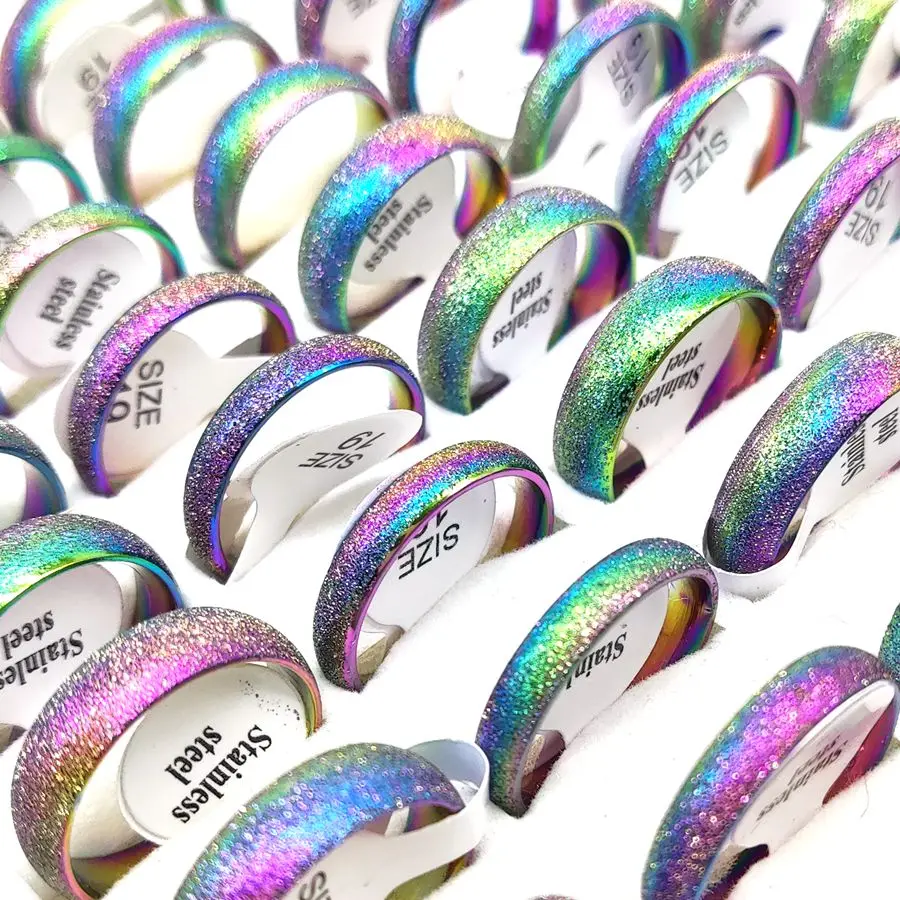 Großpackung 20 Stück/lot, Größe wählbar, mattierter Fingerring 4mm 6mm, Hochzeits- und Verlobungsringe für Paare, Edelstahl, hochwertige Schmuckstücke