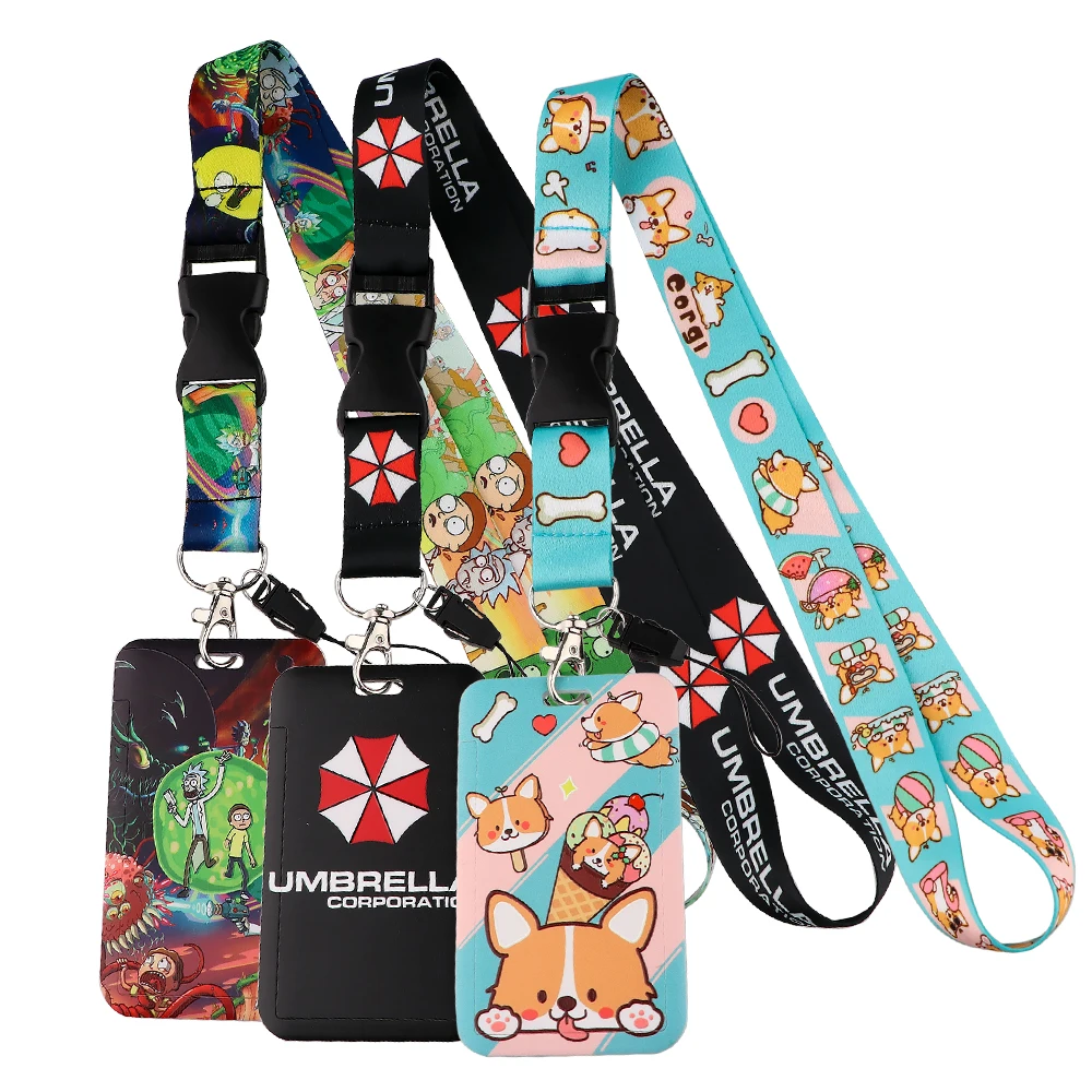 Cartoon Cute Corgi Dogs Lanyard For Keys ID Credit Bank Card Cover Badge Holder Phone Charm Key Lanyard Keychain Accessories flyingbee red flowers keychain cartoon cute phone lanyard women fashion strap neck lanyards for id card phone keys x0517