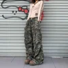 Retro American Street Loose Wide Leg Slimming Casual Jeans Trendy Large Pocket Camouflage Workwear Pants High Waist Straight