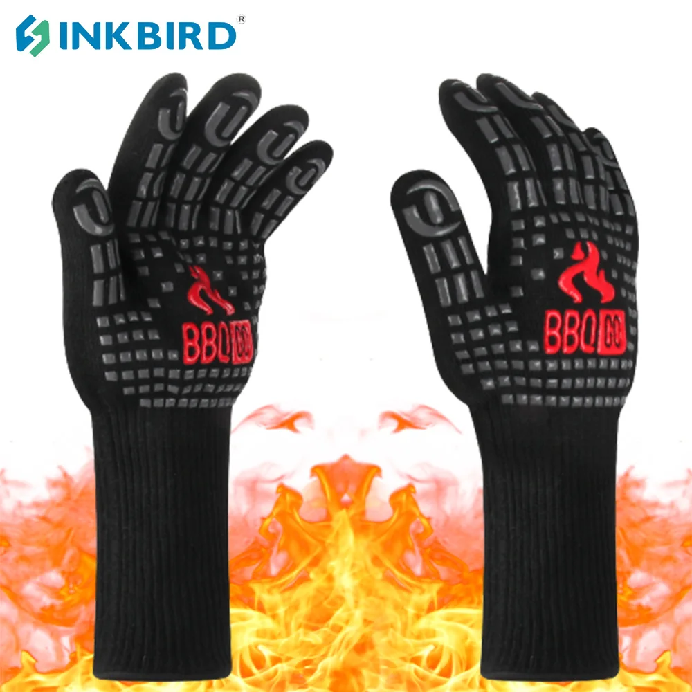 

14Inch BBQ Oven Gloves High Temperature Resistance Non-Slip Silicone Insulated Grill Mitts for Cooking Baking Microwave Glove