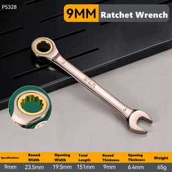 Universal 72 - Tooth Ratchet Wrench Set for Automotive Repair and Maintenance (9mm)