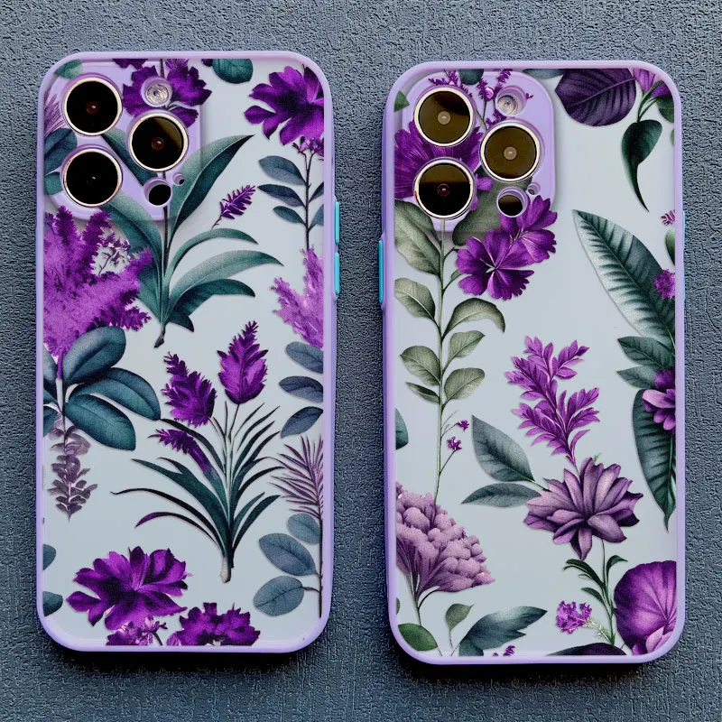 Tropical Purple Leaf Flower Shockproof Phone Case