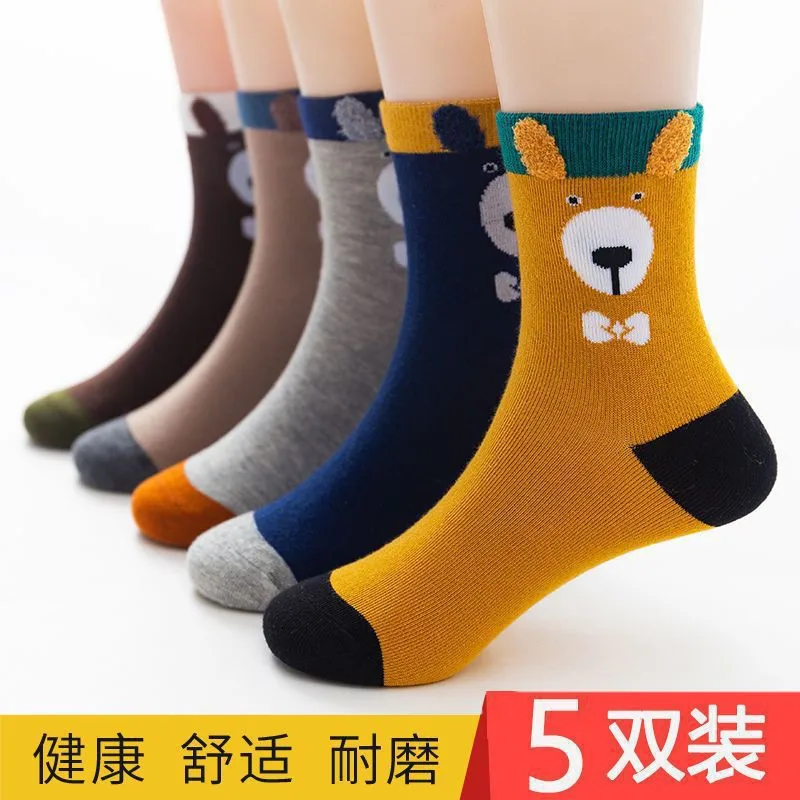 5 Pairs Cotton Kids Socks Warm Winter Socks For Baby Girls Cute Cartoon Newborn Toddler Casual Sport Boys 0-12 Yrs