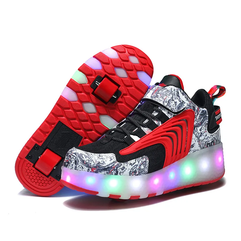 Roller Skate Shoes Kids 4 Wheels Spring Fashion Casual Sports Sneaker Boys Girls Toys Gift