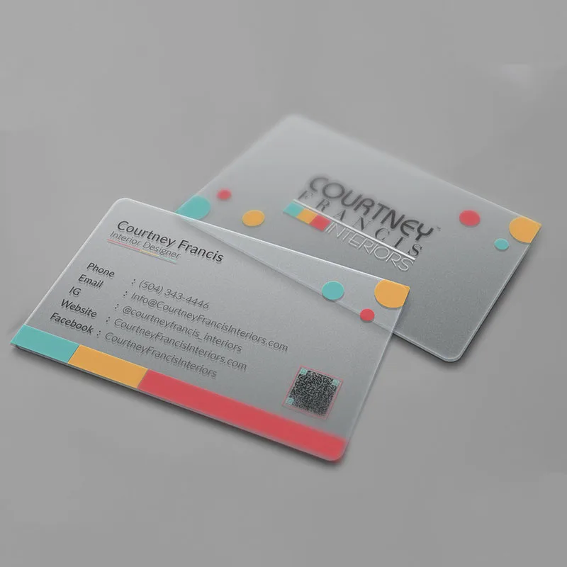 Transparent PVC Business Cards Customize Waterproof Thank You Card Print One Side Round Cornor for Office