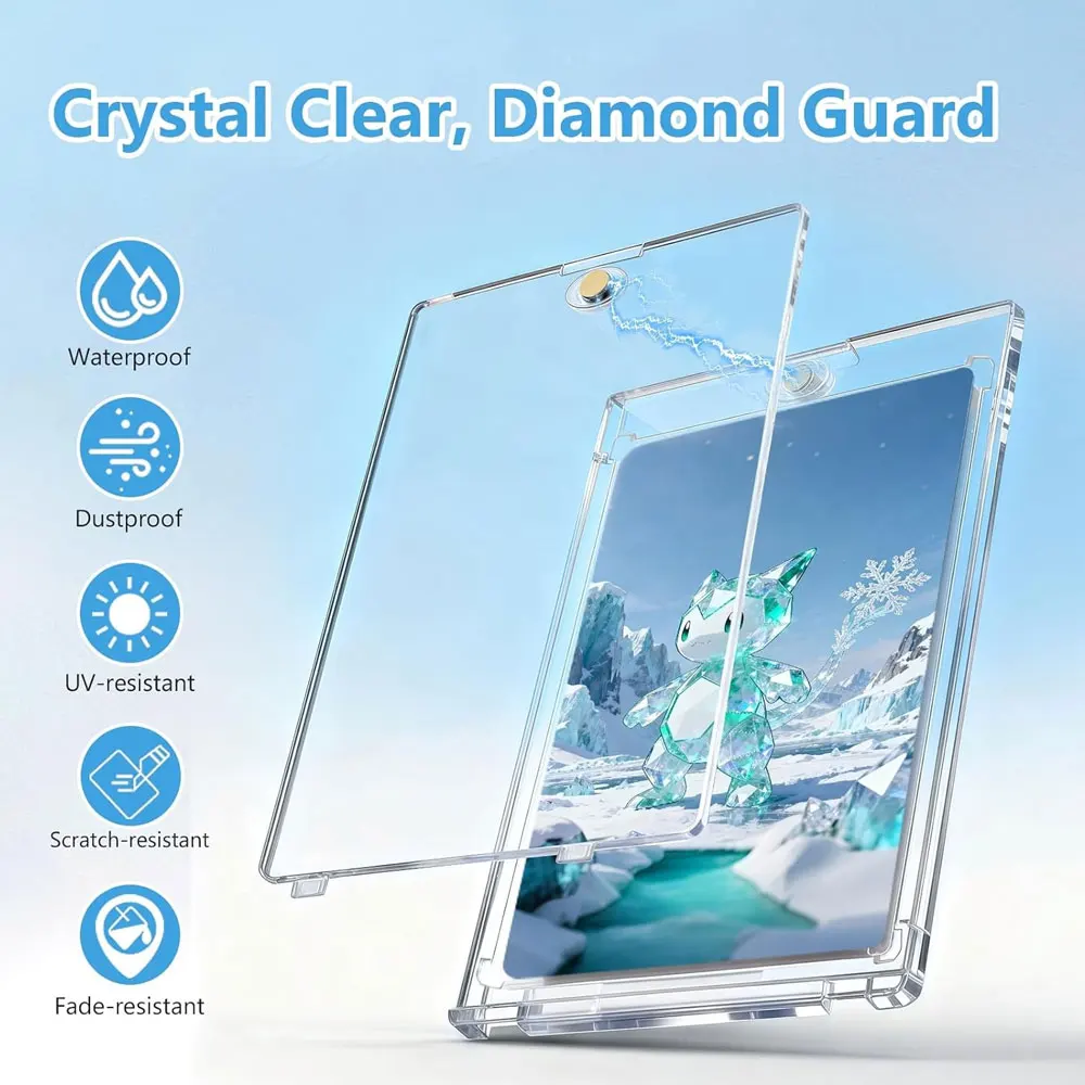 10-Pack Premium Magnetic Card Holders with Display Stand